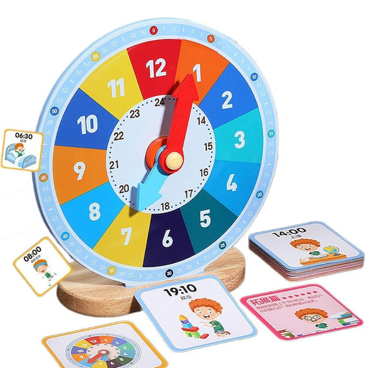 1 Set Wooden Educational Learning Clock with Cards