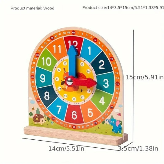 1 Set Wooden Educational Learning Clock with Cards