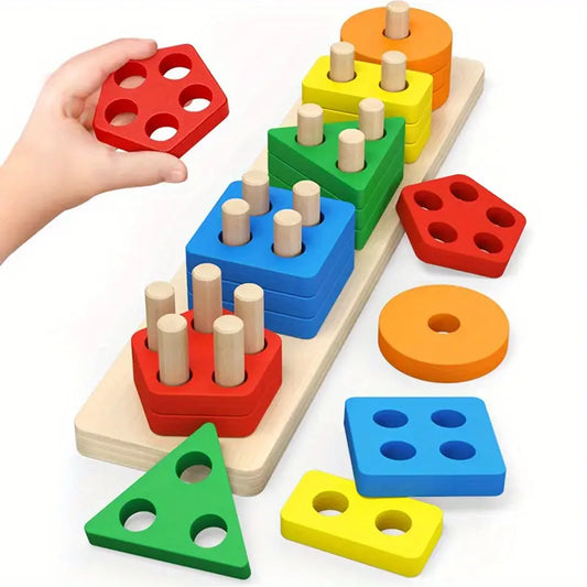 Recycled Wood Stacking Toy for Toddlers